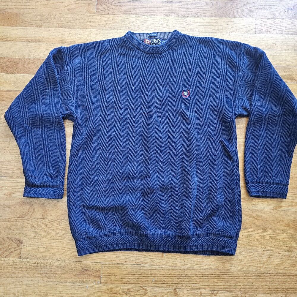 Men's CHAPS by Ralph Lauren Crew Neck Pullover Sweater Blue SZ L